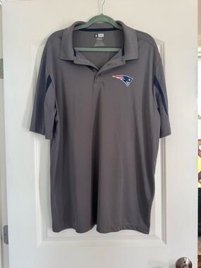 New Era Gray New England Patriots Polo with Navy Accents